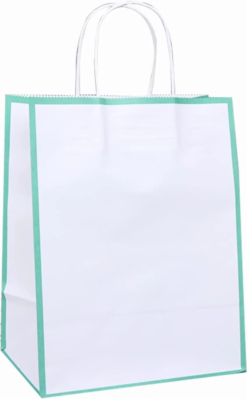 20 Pcs Kraft Paper Bags, Reusable Kraft Bags with Handles Great for Restaurants Takeout/To Go Bags Kids Parties Holiday Handwork Merchandise Bags Party Favor Wedding Bridal Showers-16-6x3x8in