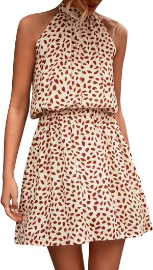 2023 Women Maxi Long Dress Tropical Print Halter Neck Backless Sundress Sleeveless Holiday Party Sexy Beach Dresses Vestidos