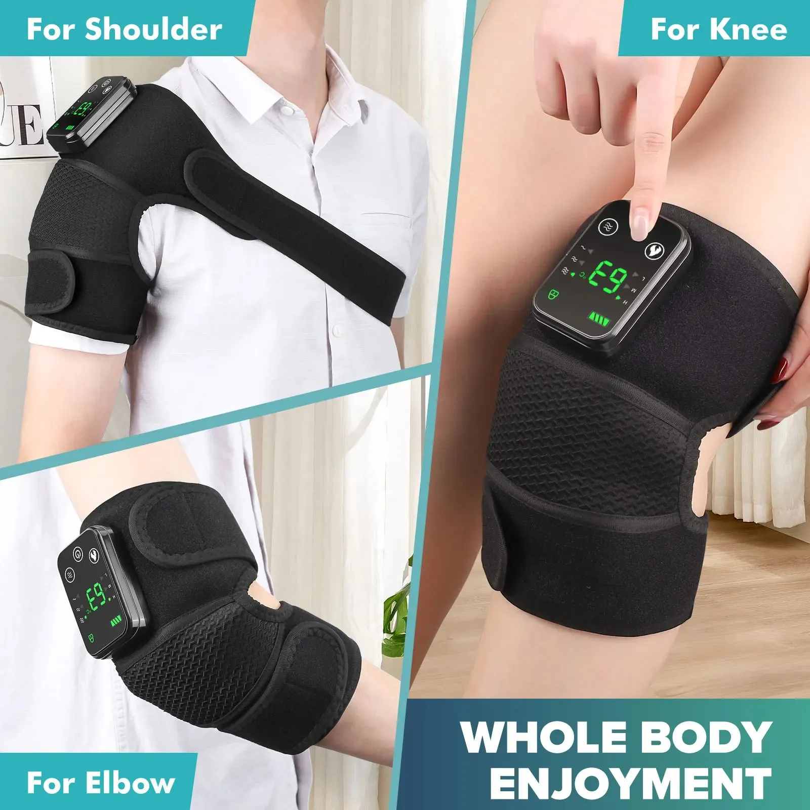 3 In 1 Heated Knee Massager For Joint Pain Relief Rechargeable Vibration Arthritis Support