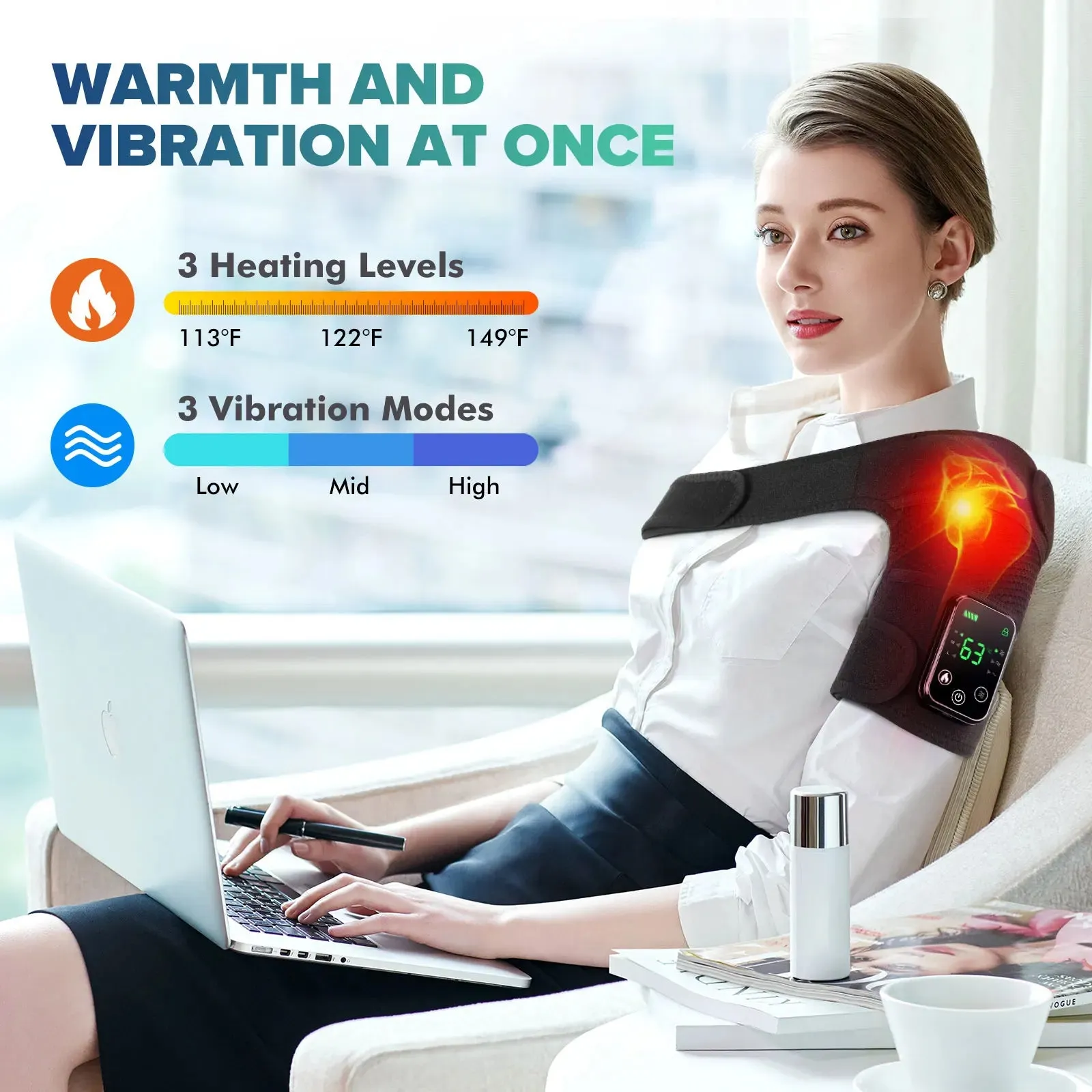 3 In 1 Heated Knee Massager For Joint Pain Relief Rechargeable Vibration Arthritis Support