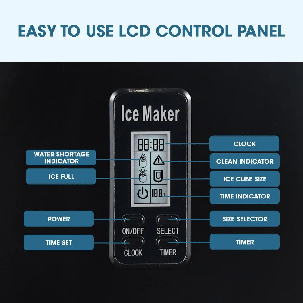 3.2L Portable Ice Cube Maker Machine Automatic with LCD Control Panel | Black