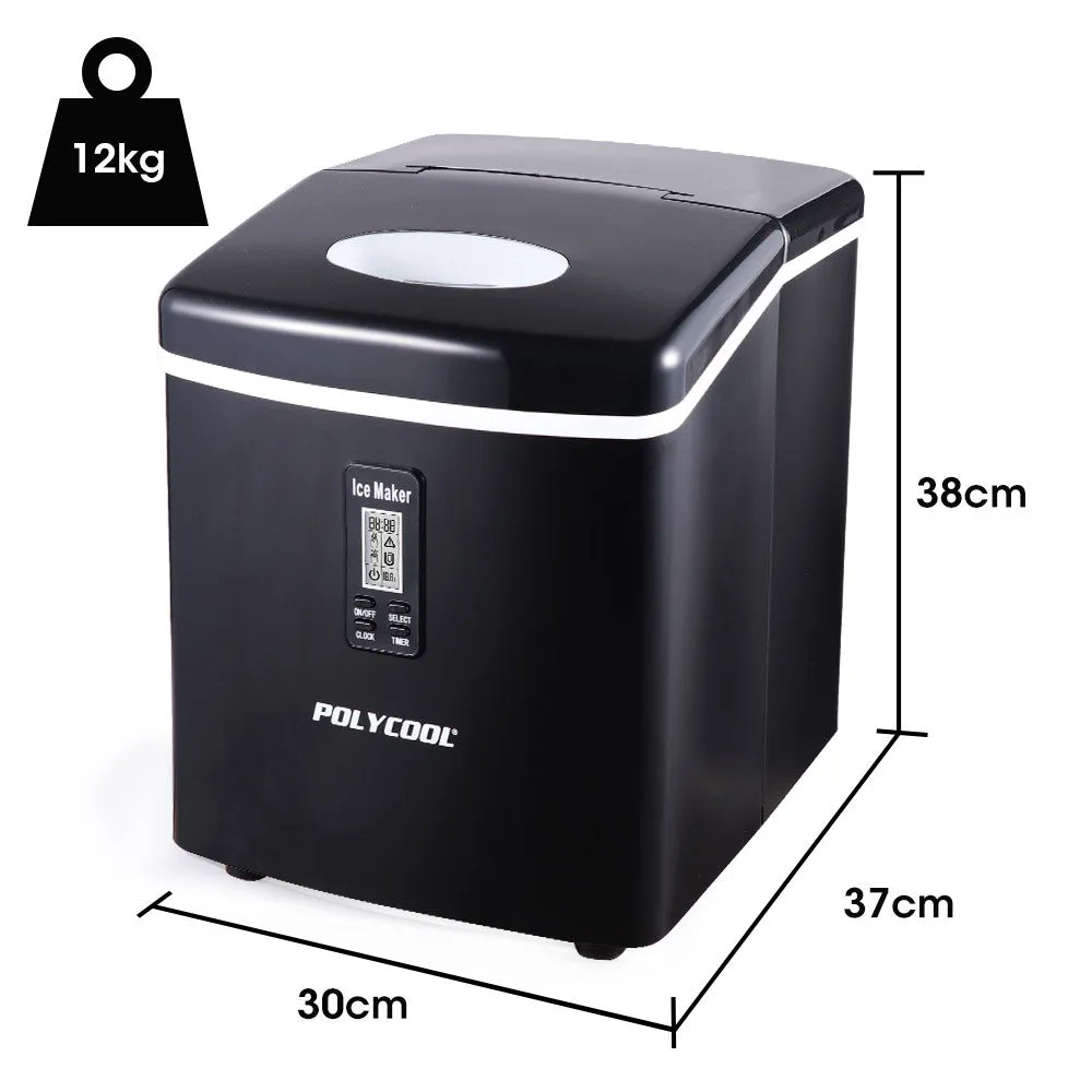 3.2L Portable Ice Cube Maker Machine Automatic with LCD Control Panel | Black