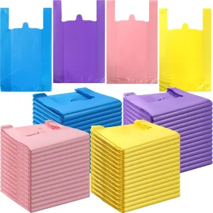 400 Pcs T Shirt Bags Bulk 12x 20 Inch Plastic Shopping Grocery Carry out Retail Bag for Small Business Supermarket Restaurant(Fresh Color)