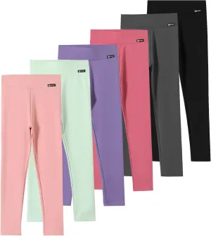 6 Pack Girls Leggings Girls Basic Full Length Leggings for Kids Athletic Pants Girls Imitation Denim Jeggings
