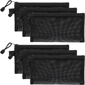 6 Pcs Small Mesh Cosmetic Bags Nylon Makeup Zipper Pouches Make Up Bags Tiny Travel Beauty Bags Mini Toiletry Pouch Small Item Organizer Bag Lipstick Cosmetic Accessories Bags for Purse