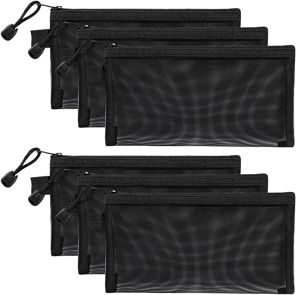 6 Pcs Small Mesh Cosmetic Bags Nylon Makeup Zipper Pouches Make Up Bags Tiny Travel Beauty Bags Mini Toiletry Pouch Small Item Organizer Bag Lipstick Cosmetic Accessories Bags for Purse