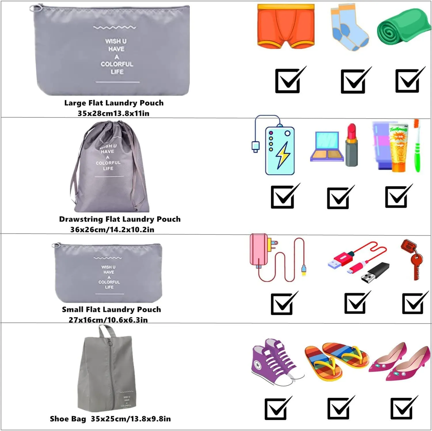 7 Set Packing Cubes Laundry Pouch, Travel Storage Bag Organizers, Luggage Packing Organizer Pouch, Cubes Organizer Bags Compression for Carry On Suitcase Clothes (Grey)