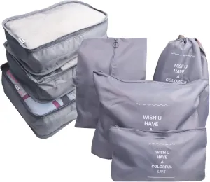 7 Set Packing Cubes Laundry Pouch, Travel Storage Bag Organizers, Luggage Packing Organizer Pouch, Cubes Organizer Bags Compression for Carry On Suitcase Clothes (Grey)