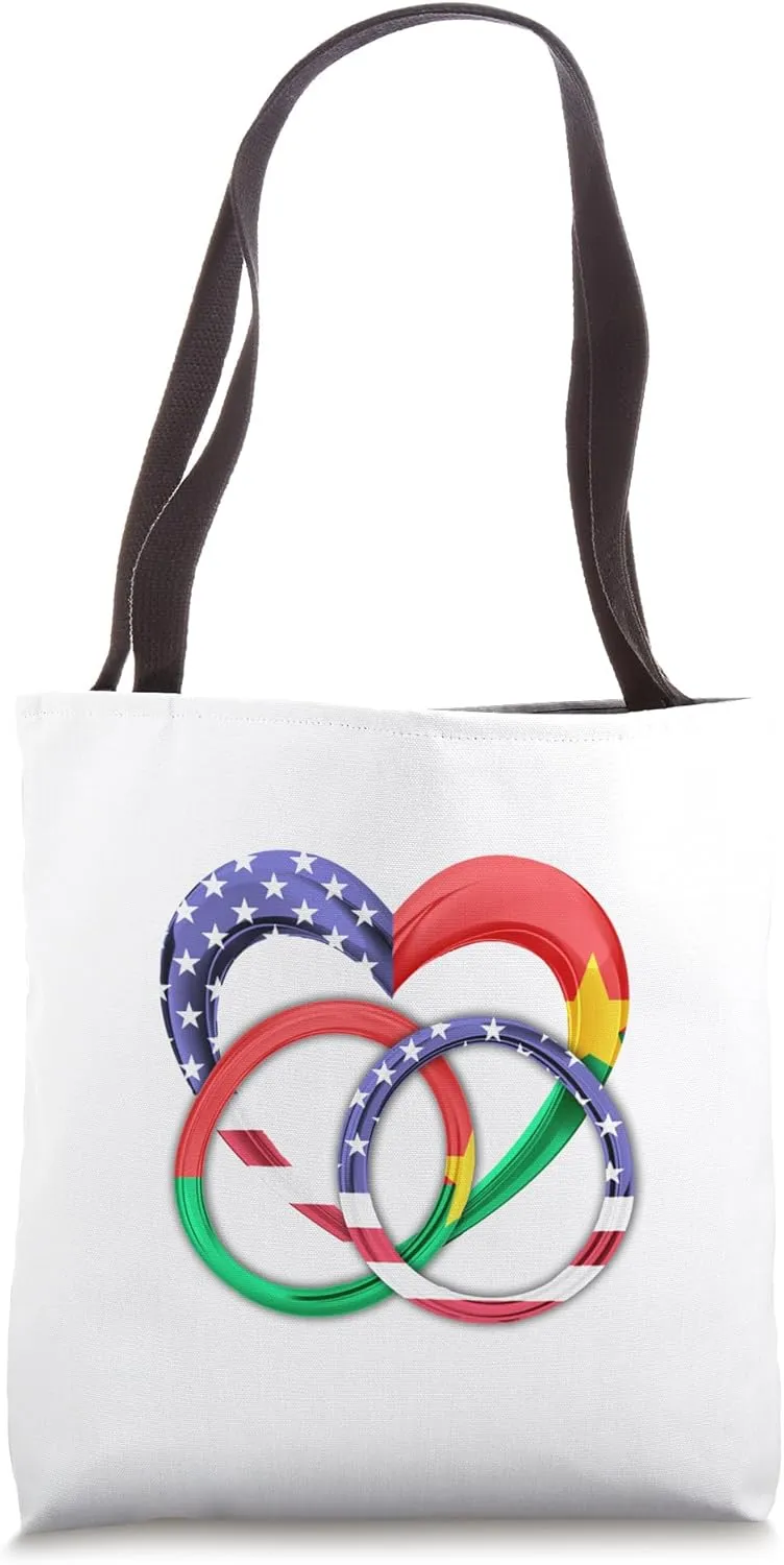 American Flag Heart Wedding Rings Marriage Burkina Faso Tote Bag