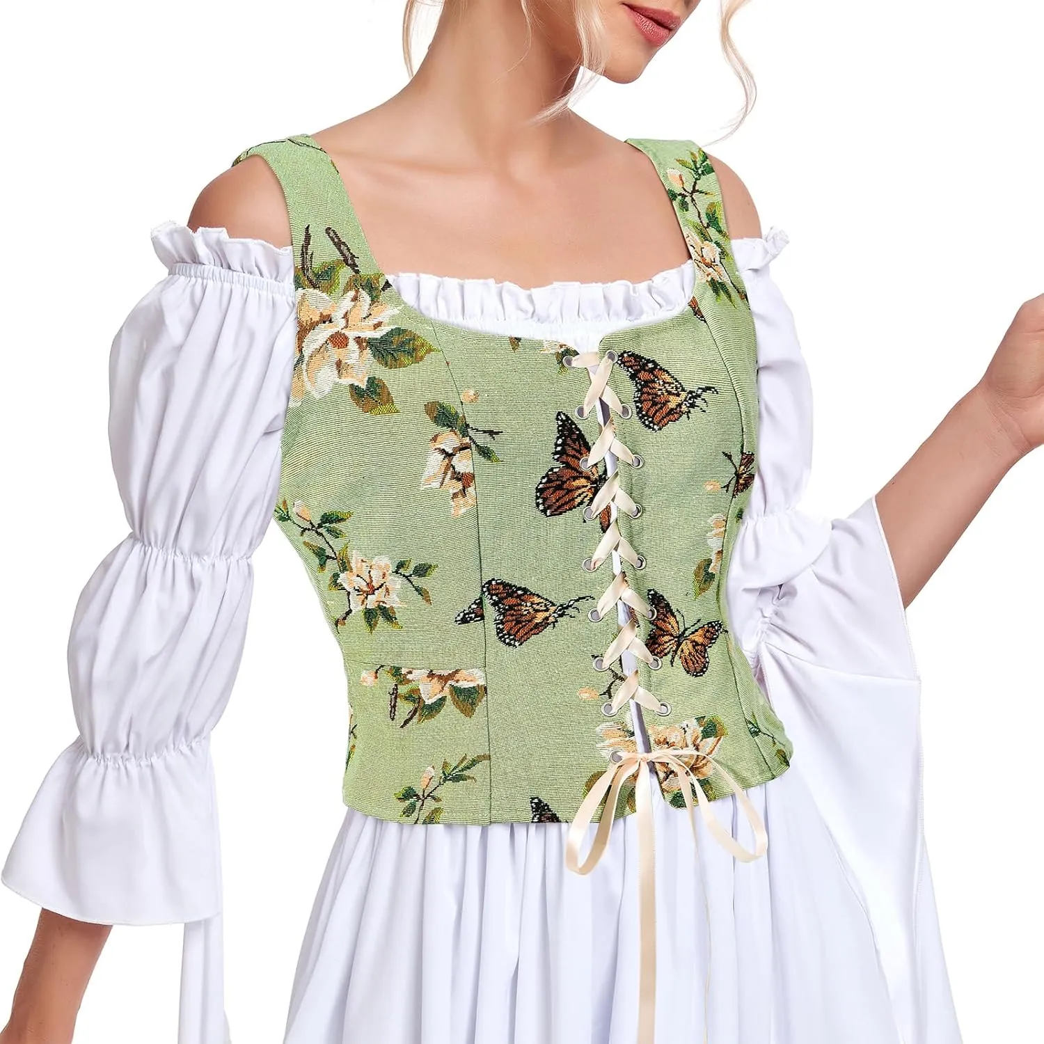 American Trends Women Pirate Renaissance Vest Cosplay Costume Waistcoat Halloween Steampunk Gothic Medieval Bodice