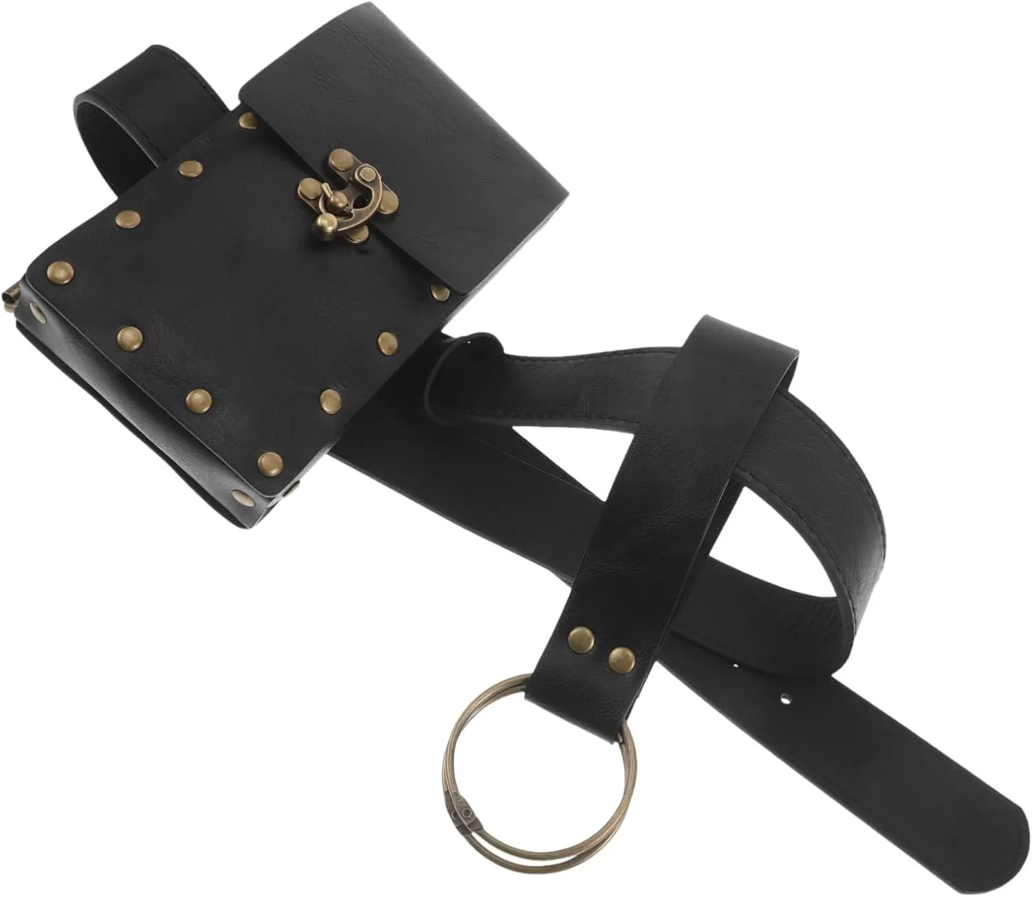 Angoily Belt Pouch Waist Bag Fanny Pack Steampunk Phone Holder Medieval Bag Leather Belt Renaissance Cosplay Costume Casual Hiking Festival Renaissance Props Travel Wallet Black Accessories
