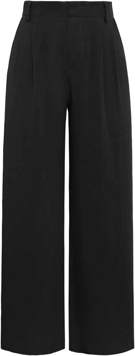 ANRILITA Linen Pants for Women High Waist Casual Flowy Pant Summer Wide Leg Trousers with Pocket
