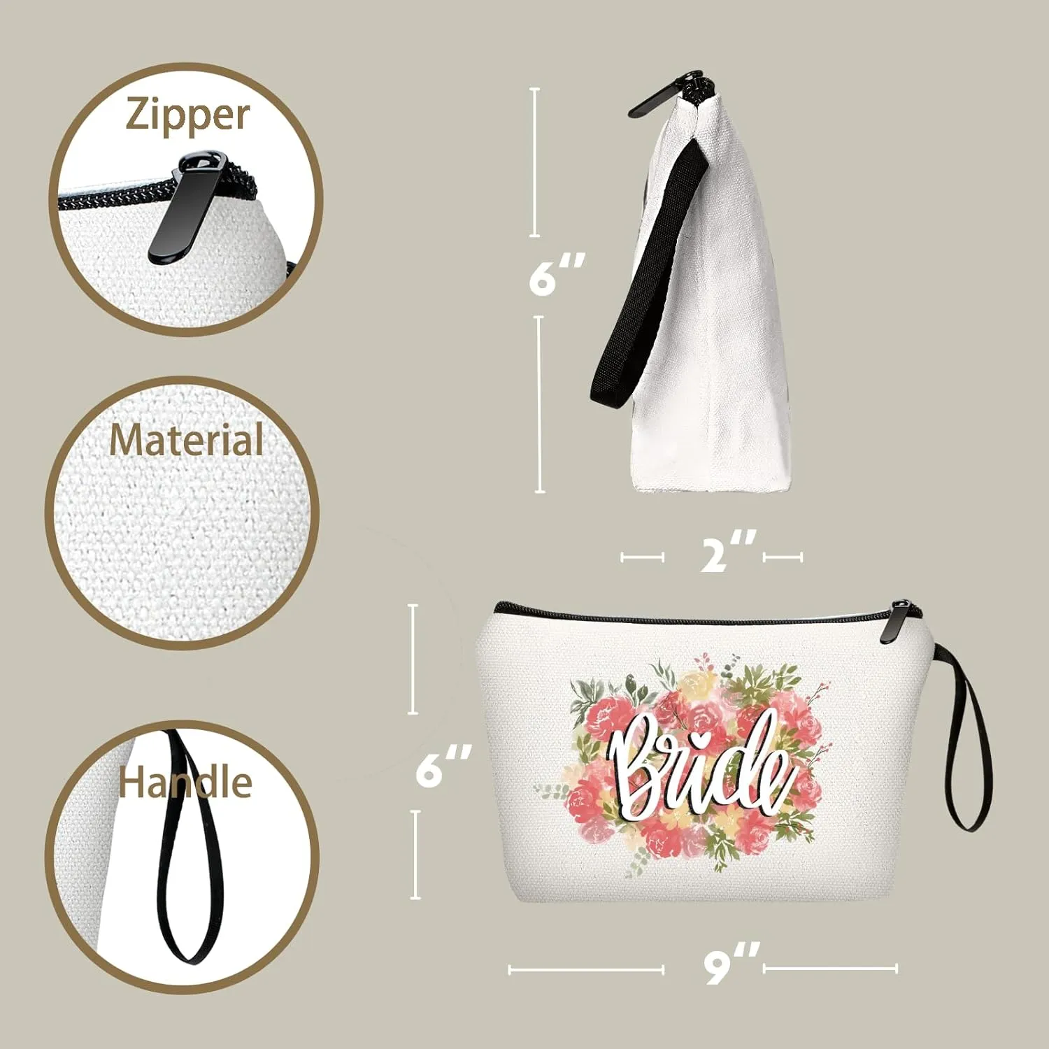 Bachelorette Gifts for Bride & Bride-to-Be: Makeup Bag, Cosmetic Pouch, Bridal Shower Gift for Friends, Coworkers, Family