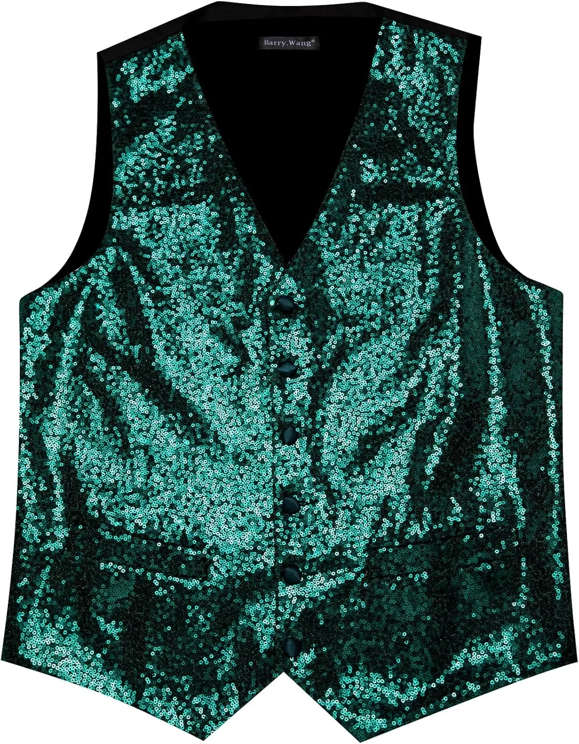 Barry.Wang Mens Sequins Vest Formal/Leisure V-neck Shiny Waistcoat Bowtie Set Prom Party Tuxedo