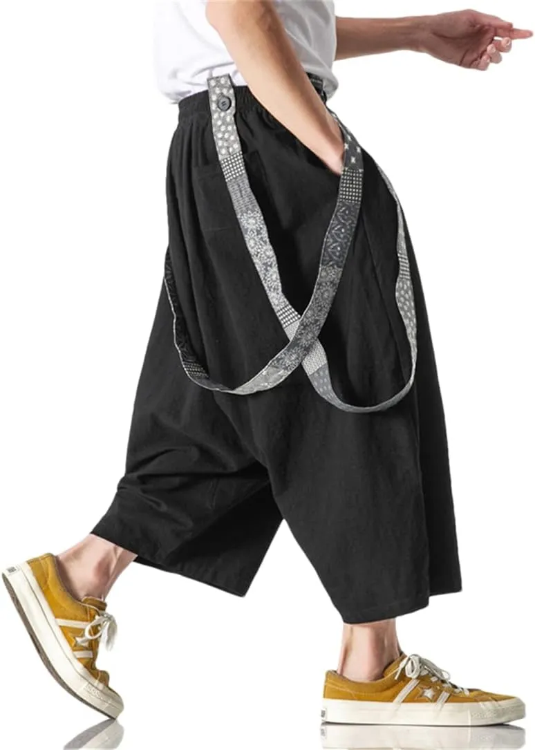 Bciopll Mens Harem Pants Streetwear Big Size Jogging Cotton Linen Pants Retro Overalls Loose Casual Trousers