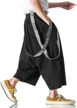 Bciopll Mens Harem Pants Streetwear Big Size Jogging Cotton Linen Pants Retro Overalls Loose Casual Trousers