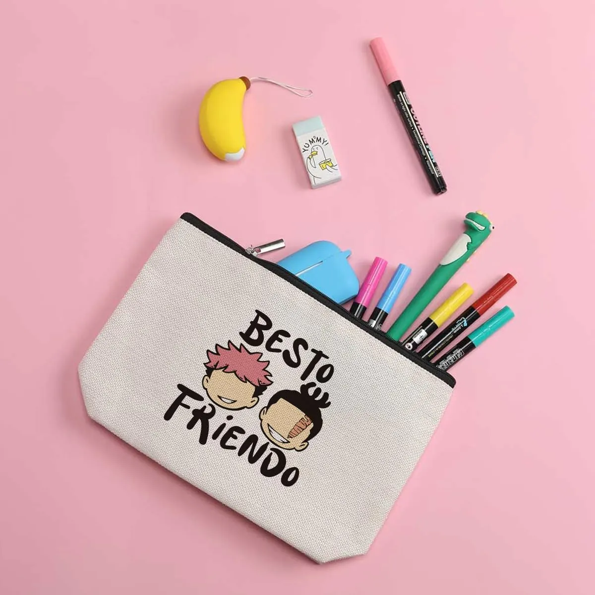 Best Friend Makeup Bag Anime Gifts Anime Stuff Jujustu Merch Decor for Anime Lovers Fans Her Teen Girls Daughter Granddaughter Bestie BFF Nurse Graduation Birthday Friendship Gifts for Women Friends