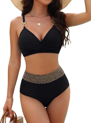 BMJL Womens High Waisted Bikini Sets Tummy Control Swimsuits 2025 Two Piece Modily Bathing Suits