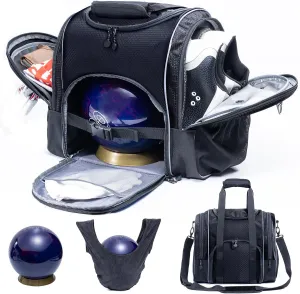 Bowling Ball Bag - Single Ball Tote with Cup Holder and Microfiber Polisher - Grey, Medium