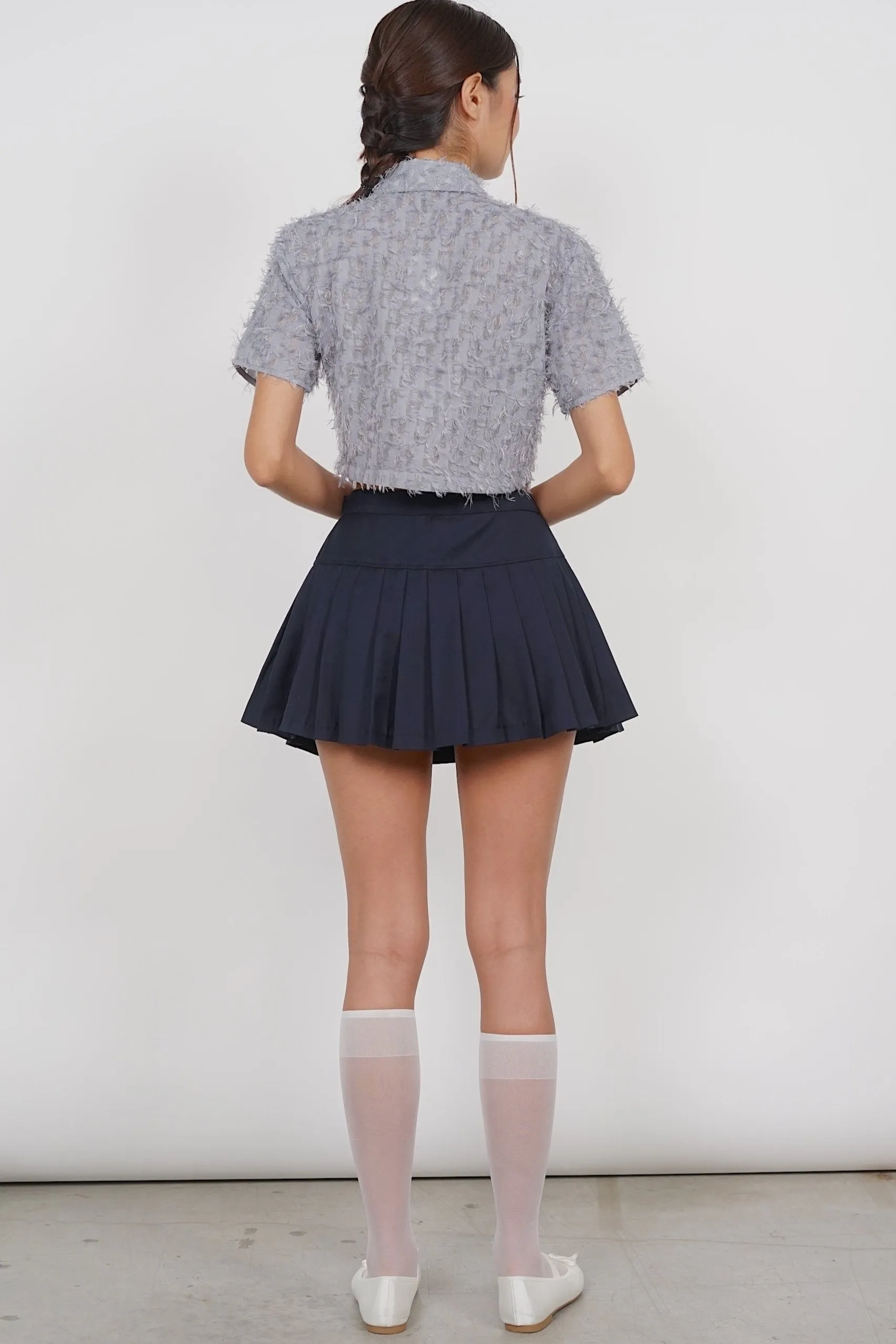 Box Pleat Skorts in After Dark