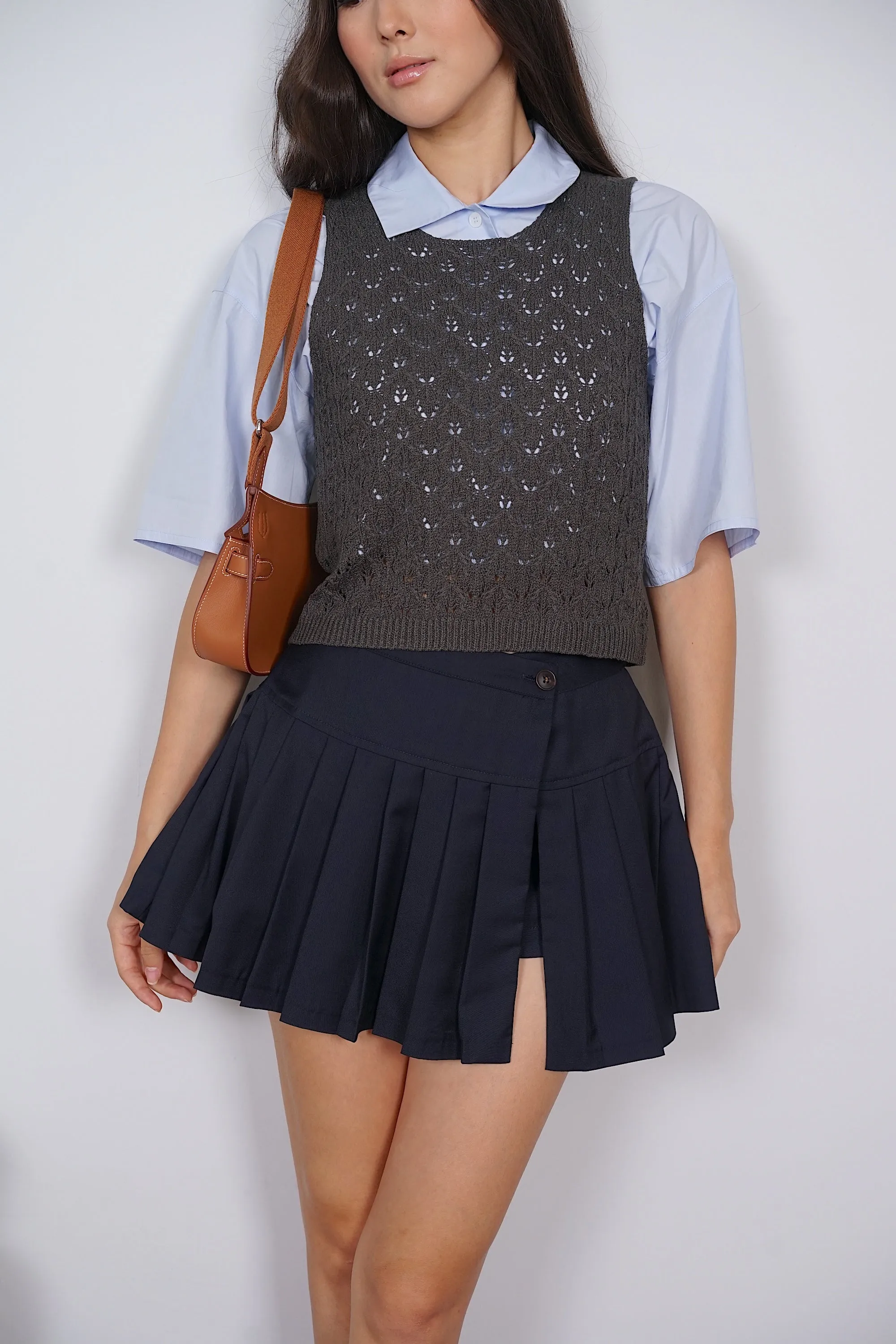 Box Pleat Skorts in After Dark