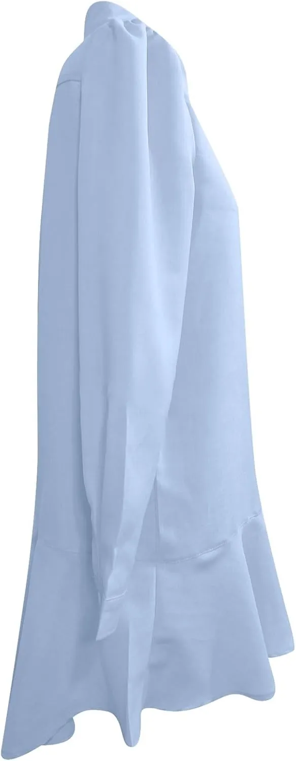 Button Down Shirt Dresses For Women 2025 Ruffle Flowy Casual Tunic Knee Length Mini Dresses Roll Up Sleeve Sundress