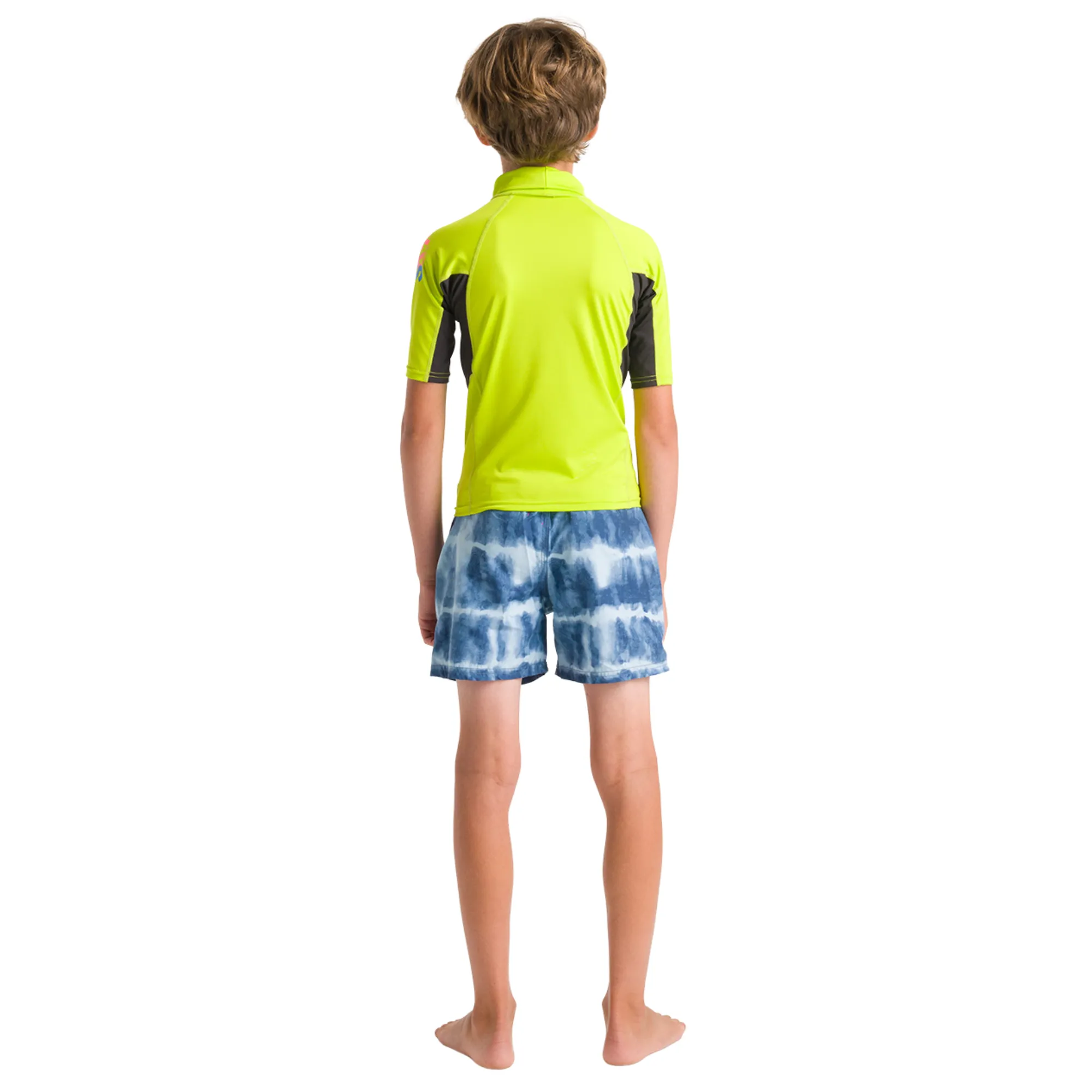 C-Skins Junior Unisex NuWave Rash X UPF50  Short Sleeve Rash Vest (Lime/Anthracite/Multi)