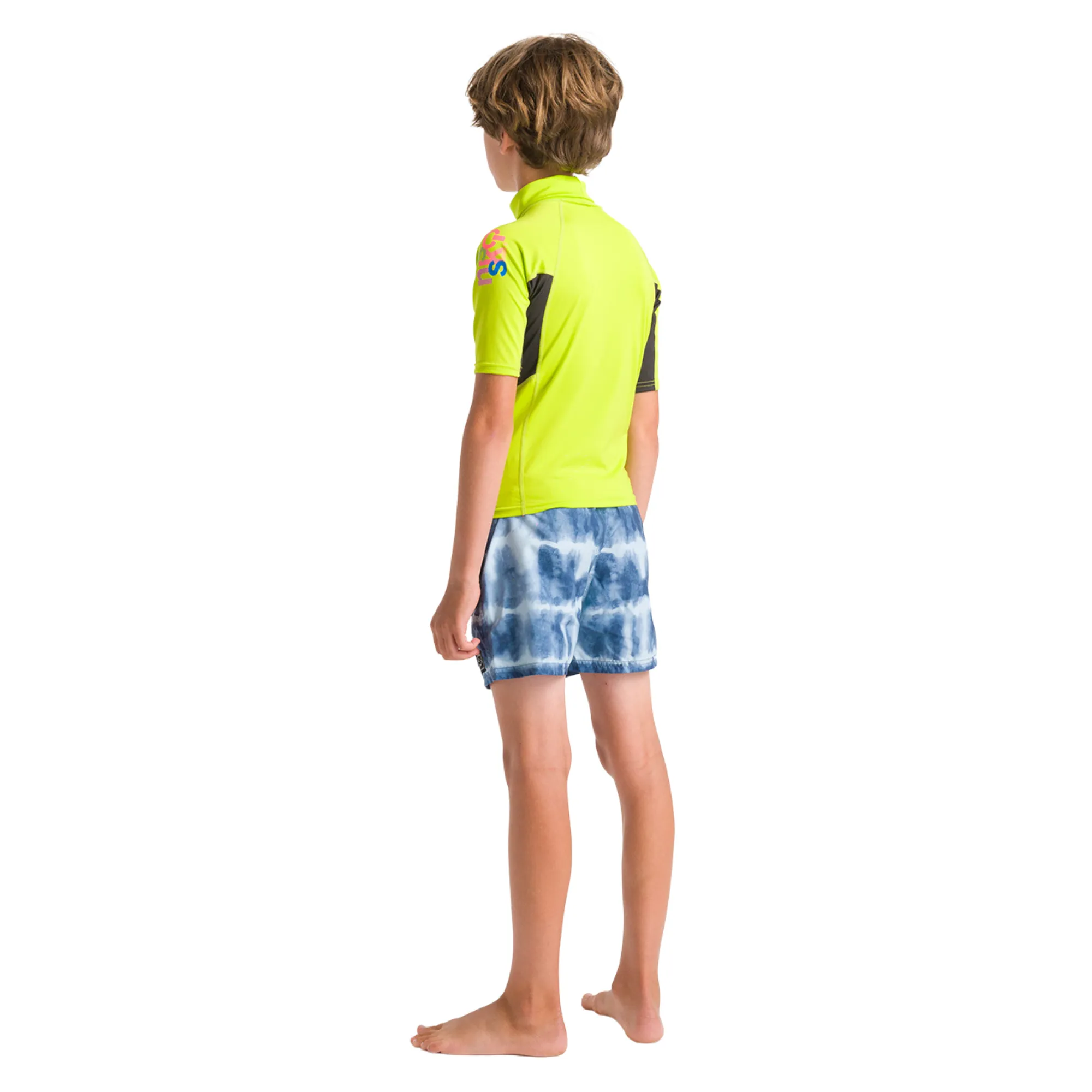 C-Skins Junior Unisex NuWave Rash X UPF50  Short Sleeve Rash Vest (Lime/Anthracite/Multi)