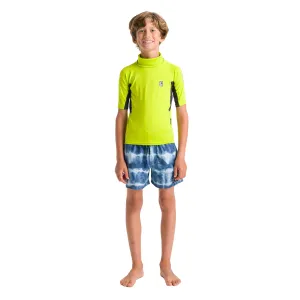 C-Skins Junior Unisex NuWave Rash X UPF50  Short Sleeve Rash Vest (Lime/Anthracite/Multi)