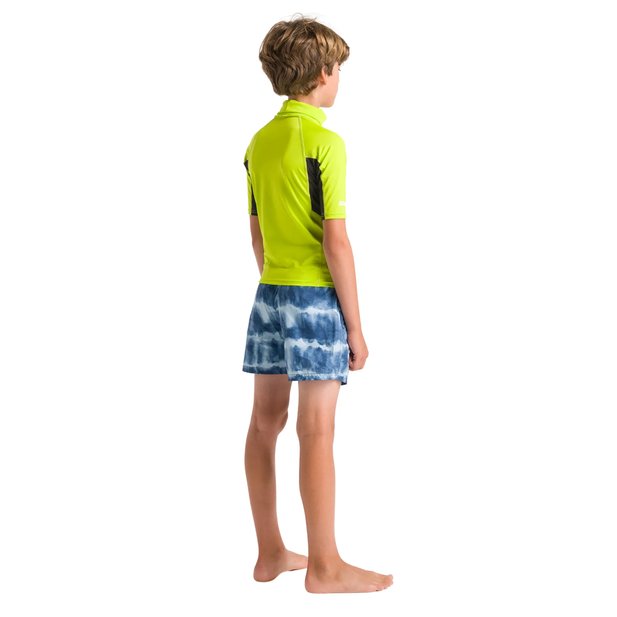 C-Skins Junior Unisex NuWave Rash X UPF50  Short Sleeve Rash Vest (Lime/Anthracite/Multi)
