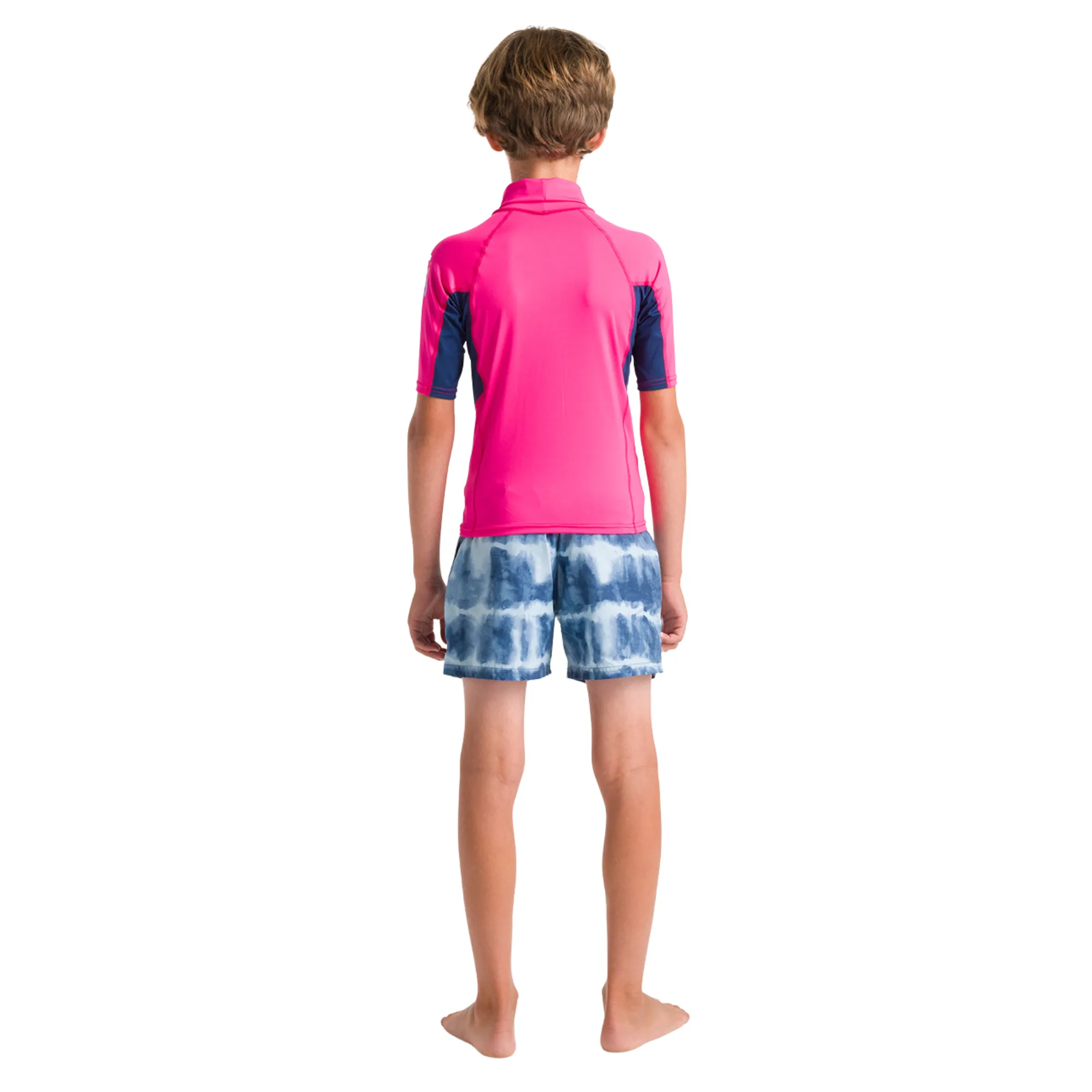 C-Skins Junior Unisex NuWave Rash X UPF50  Short Sleeve Rash Vest (Lipstick/Slate/Multi)