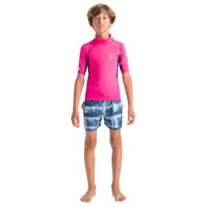 C-Skins Junior Unisex NuWave Rash X UPF50  Short Sleeve Rash Vest (Lipstick/Slate/Multi)