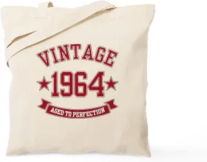 CafePress 1964 Vintage Aged To Perfection Tote Bag Reusable Natural Beige Canvas Shopping Bag