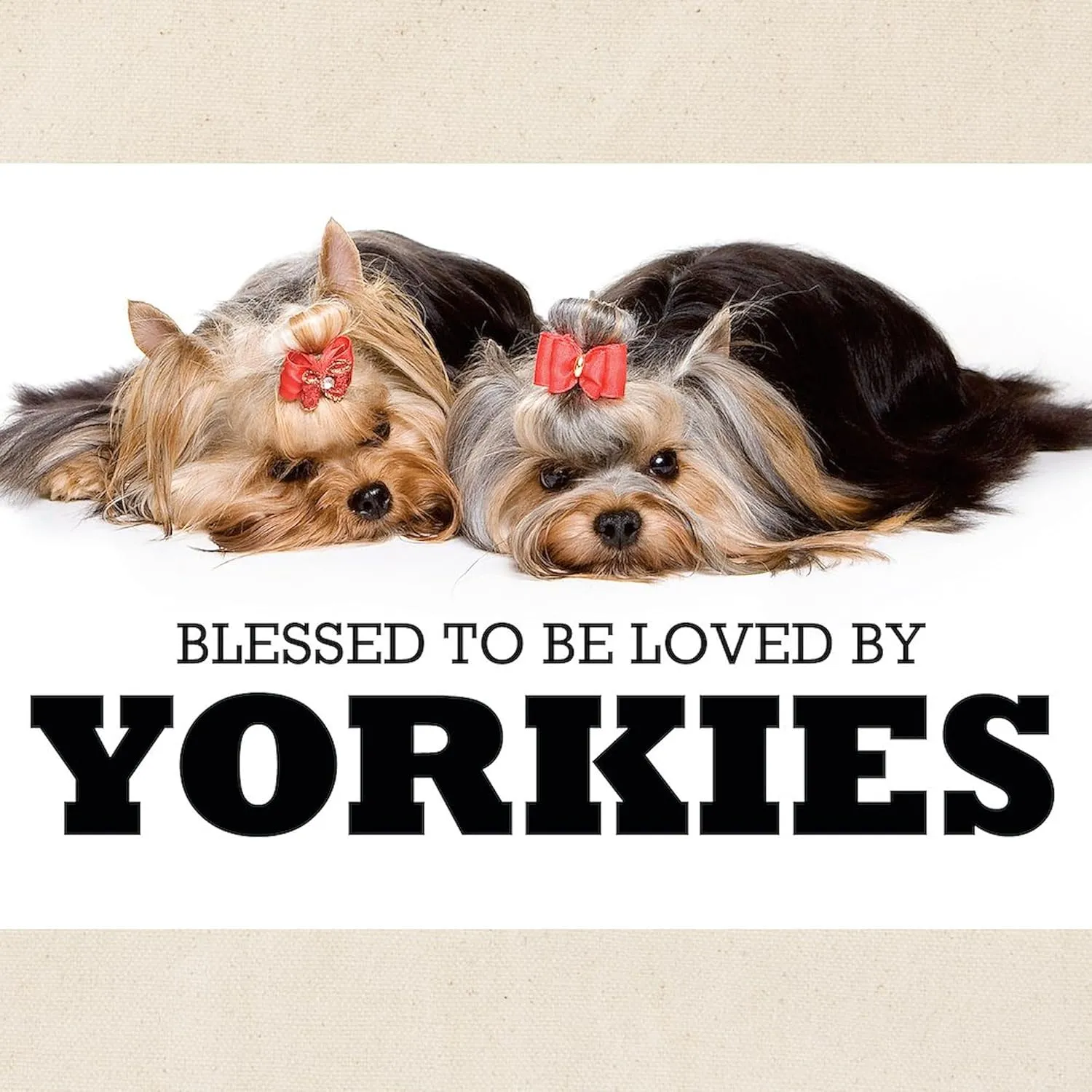 CafePress Blessed By Yorkies Tote Bag Reusable Natural Beige Canvas Shopping Bag