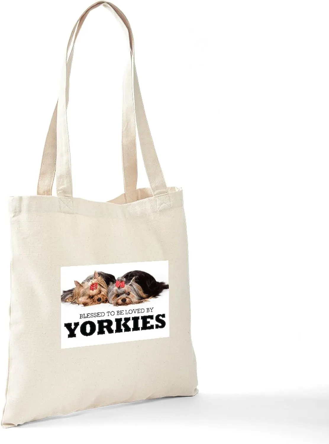 CafePress Blessed By Yorkies Tote Bag Reusable Natural Beige Canvas Shopping Bag