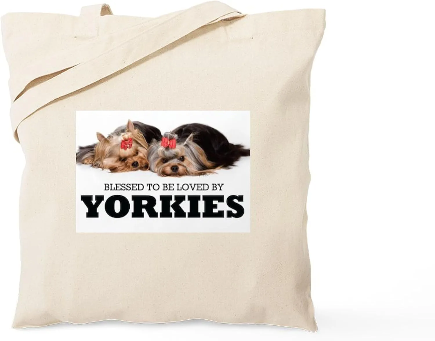 CafePress Blessed By Yorkies Tote Bag Reusable Natural Beige Canvas Shopping Bag