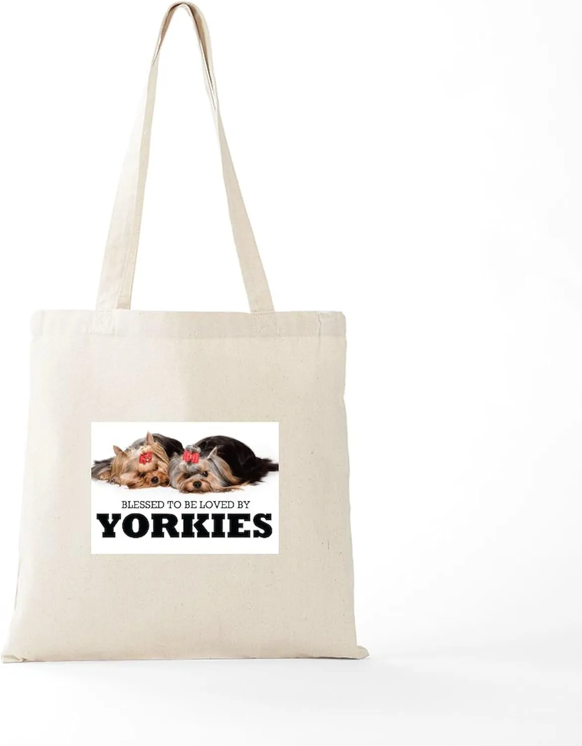 CafePress Blessed By Yorkies Tote Bag Reusable Natural Beige Canvas Shopping Bag