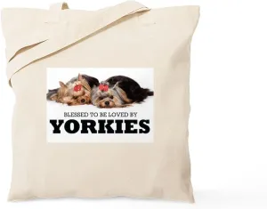 CafePress Blessed By Yorkies Tote Bag Reusable Natural Beige Canvas Shopping Bag
