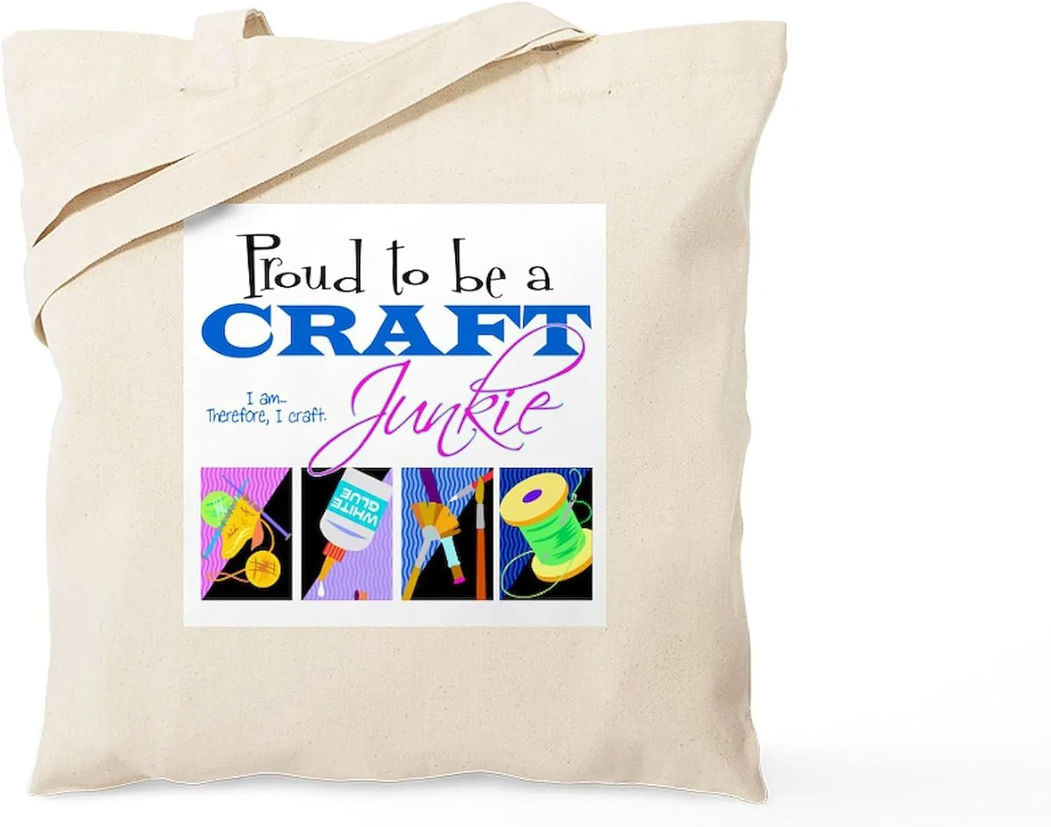 CafePress Craft Junkie Tote Bag Reusable Natural Beige Canvas Shopping Bag