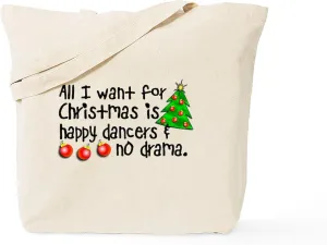 CafePress Dance Teacher Christmas Tote Bag Natural Canvas Tote Bag, Reusable Shopping Bag