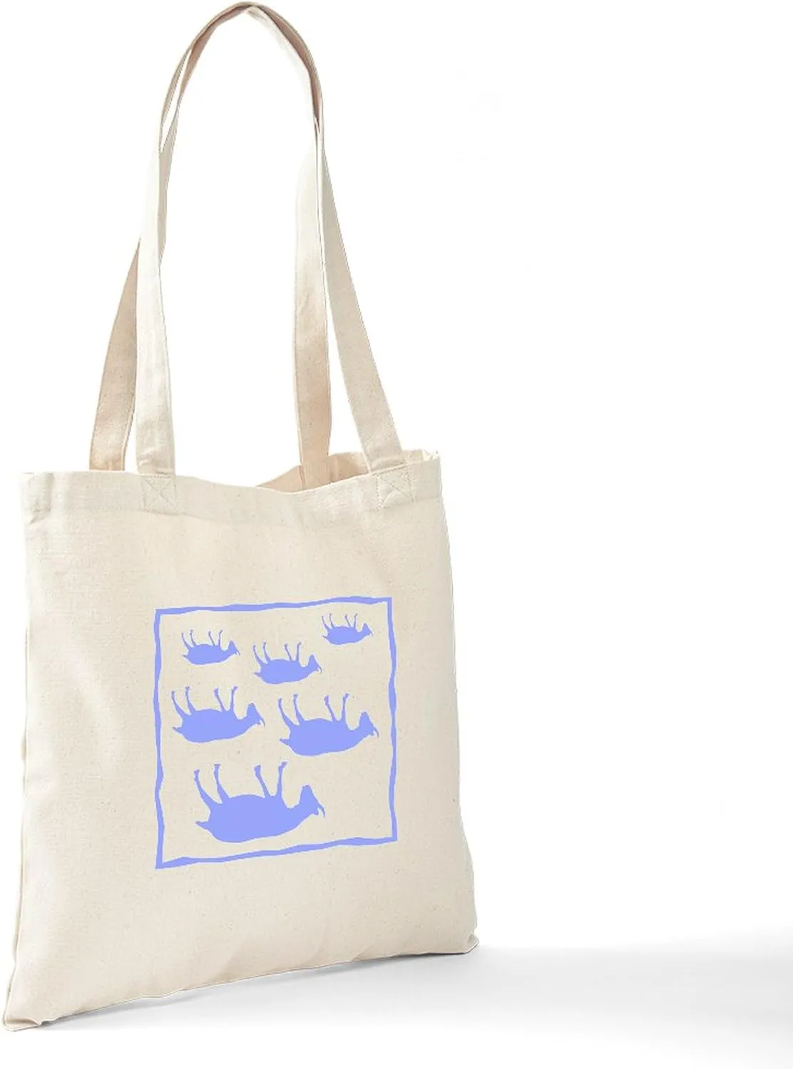 CafePress Fainting GoatSqBlue Tote Bag Reusable Natural Beige Canvas Shopping Bag