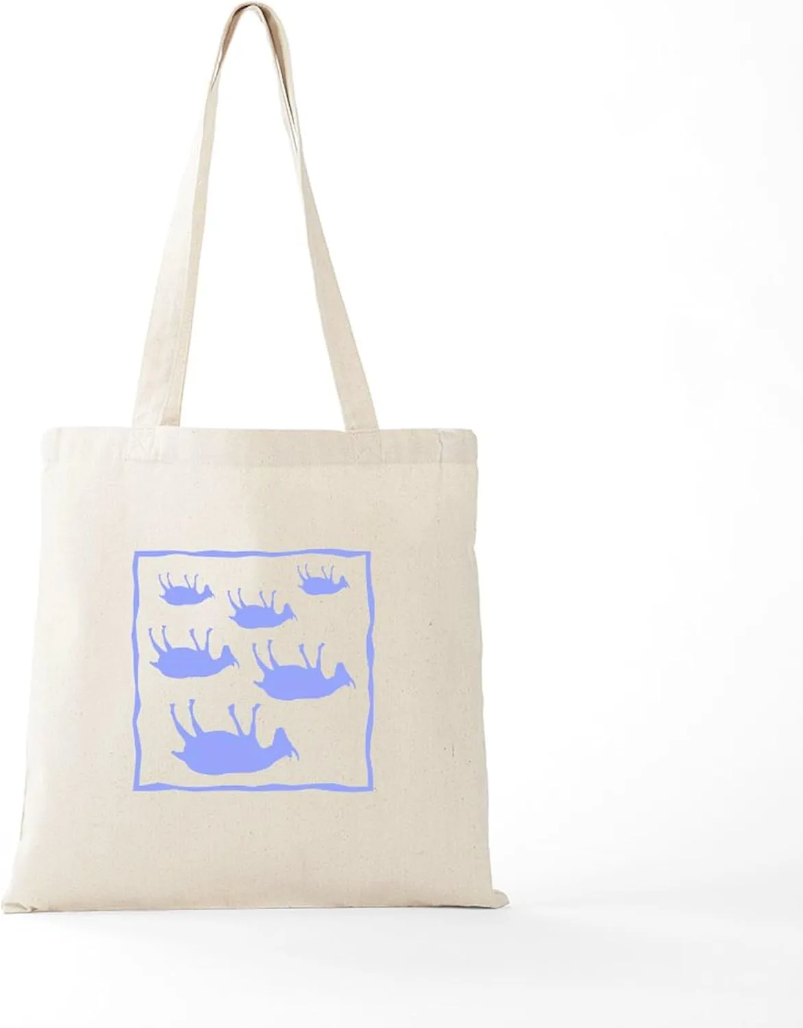 CafePress Fainting GoatSqBlue Tote Bag Reusable Natural Beige Canvas Shopping Bag