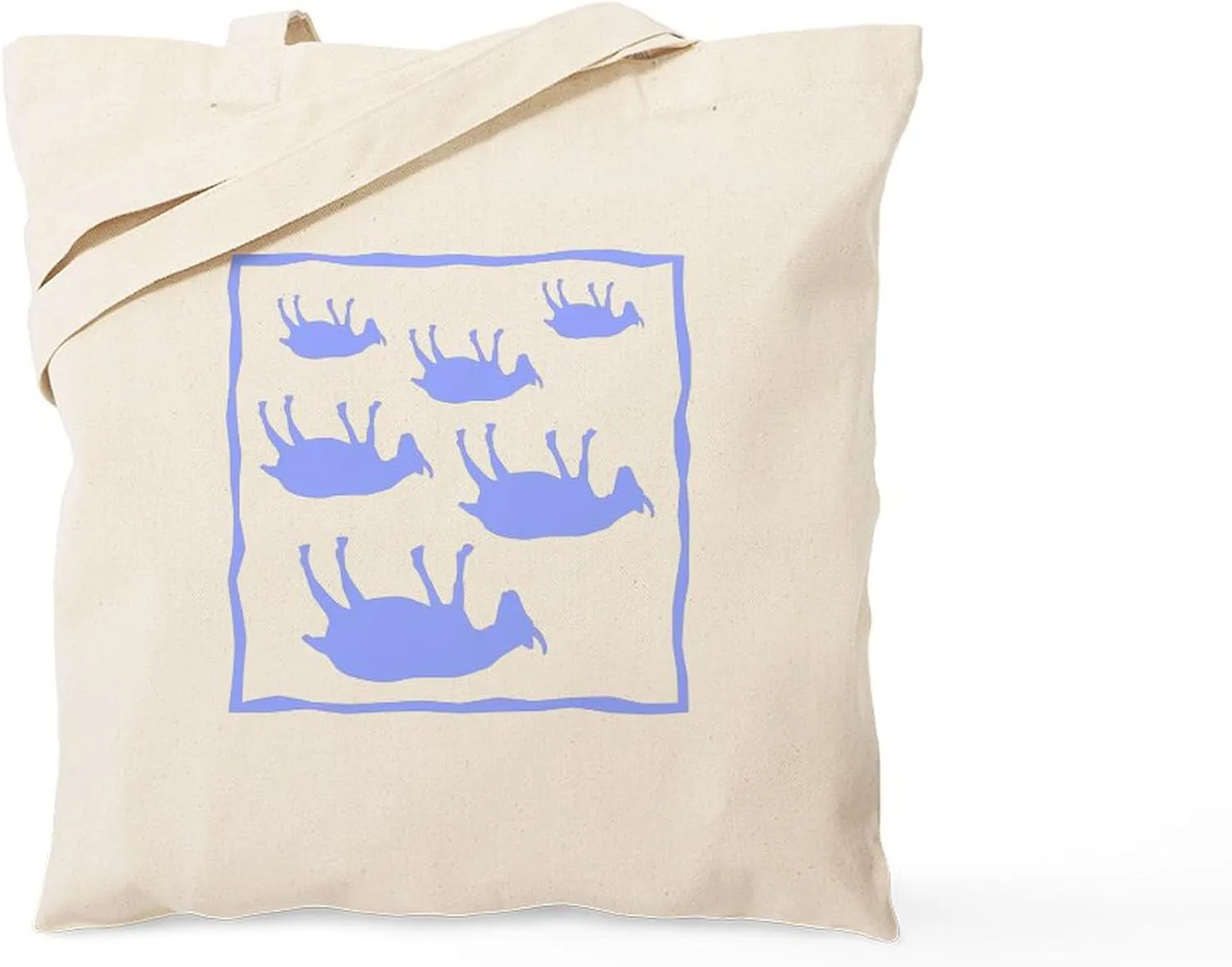 CafePress Fainting GoatSqBlue Tote Bag Reusable Natural Beige Canvas Shopping Bag