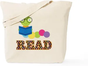 CafePress Fun Read Bookworm Tote Bag Natural Canvas Tote Bag, Reusable Shopping Bag