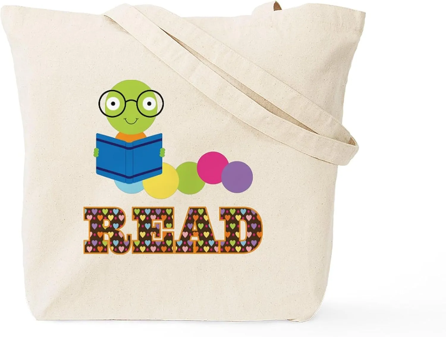 CafePress Fun Read Bookworm Tote Bag Natural Canvas Tote Bag, Reusable Shopping Bag
