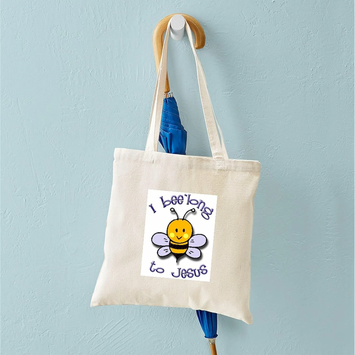 CafePress I Bee'long To Jesus (1) Tote Bag Natural Canvas Tote Bag, Reusable Shopping Bag