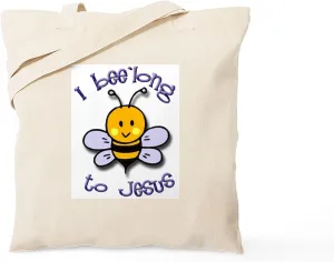 CafePress I Bee'long To Jesus (1) Tote Bag Natural Canvas Tote Bag, Reusable Shopping Bag