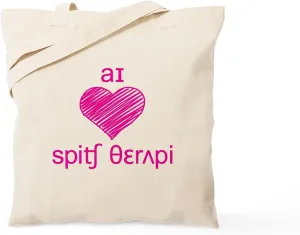 CafePress I Heart Speech Therapy Tote Bag Natural Canvas Tote Bag, Reusable Shopping Bag