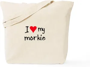 CafePress I LOVE MY Morkie Tote Bag Reusable Natural Beige Canvas Shopping Bag