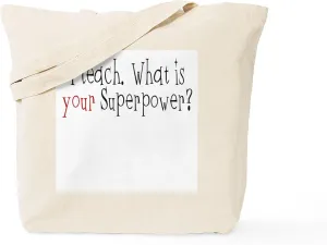 CafePress I Teach Superpower Tote Bag Natural Canvas Tote Bag, Reusable Shopping Bag